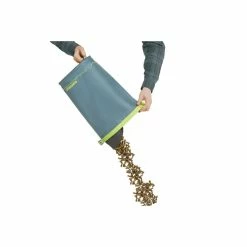 Ruffwear Kibble Kaddie -NRS shop web 20701 kibble kaddie slate blue front pouring kibble off frame 85174.1626823024